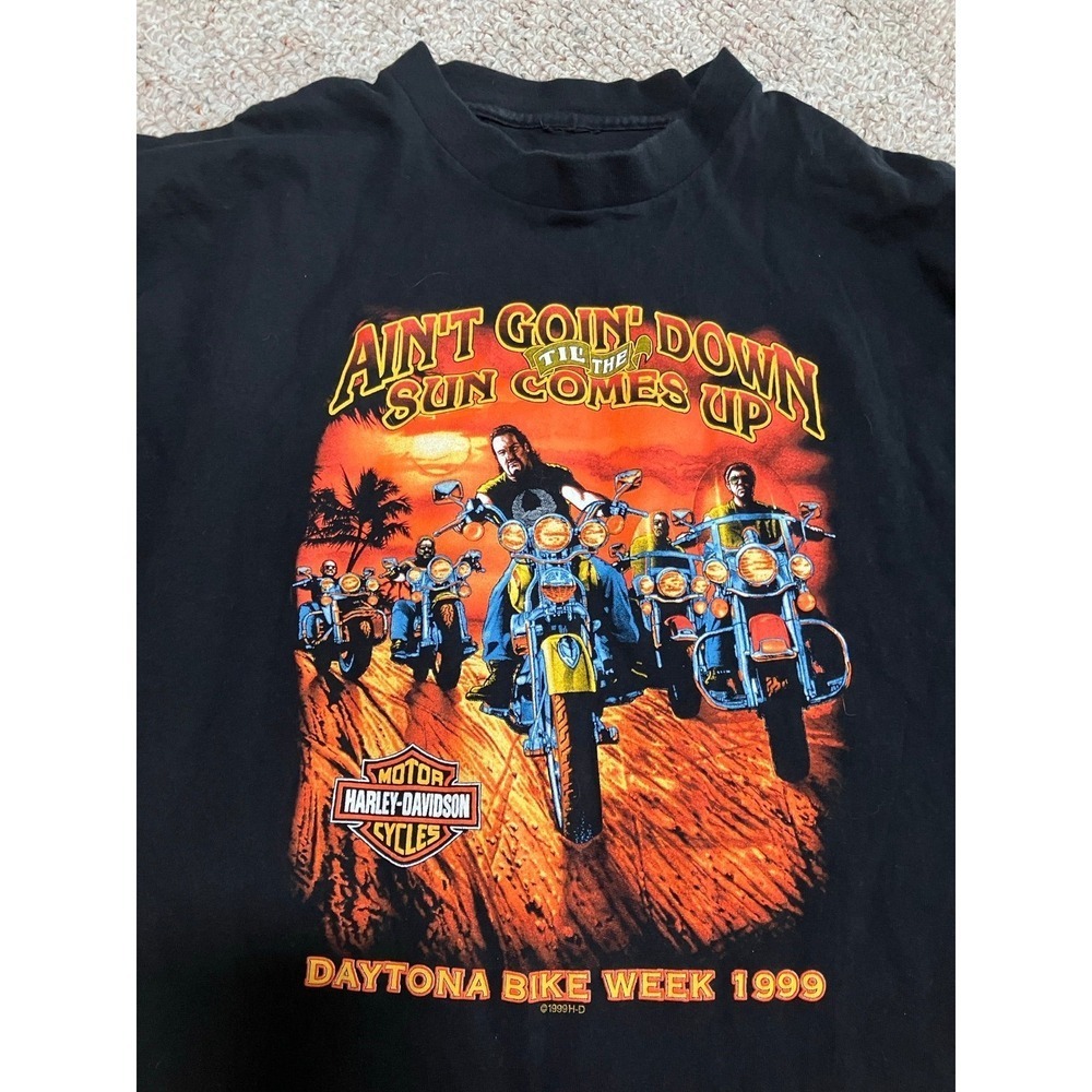 Vintage 1999 Harley Davidson Daytona Bike Week T-Shirt Black Mens Large XL 90s - Picture 2 of 6
